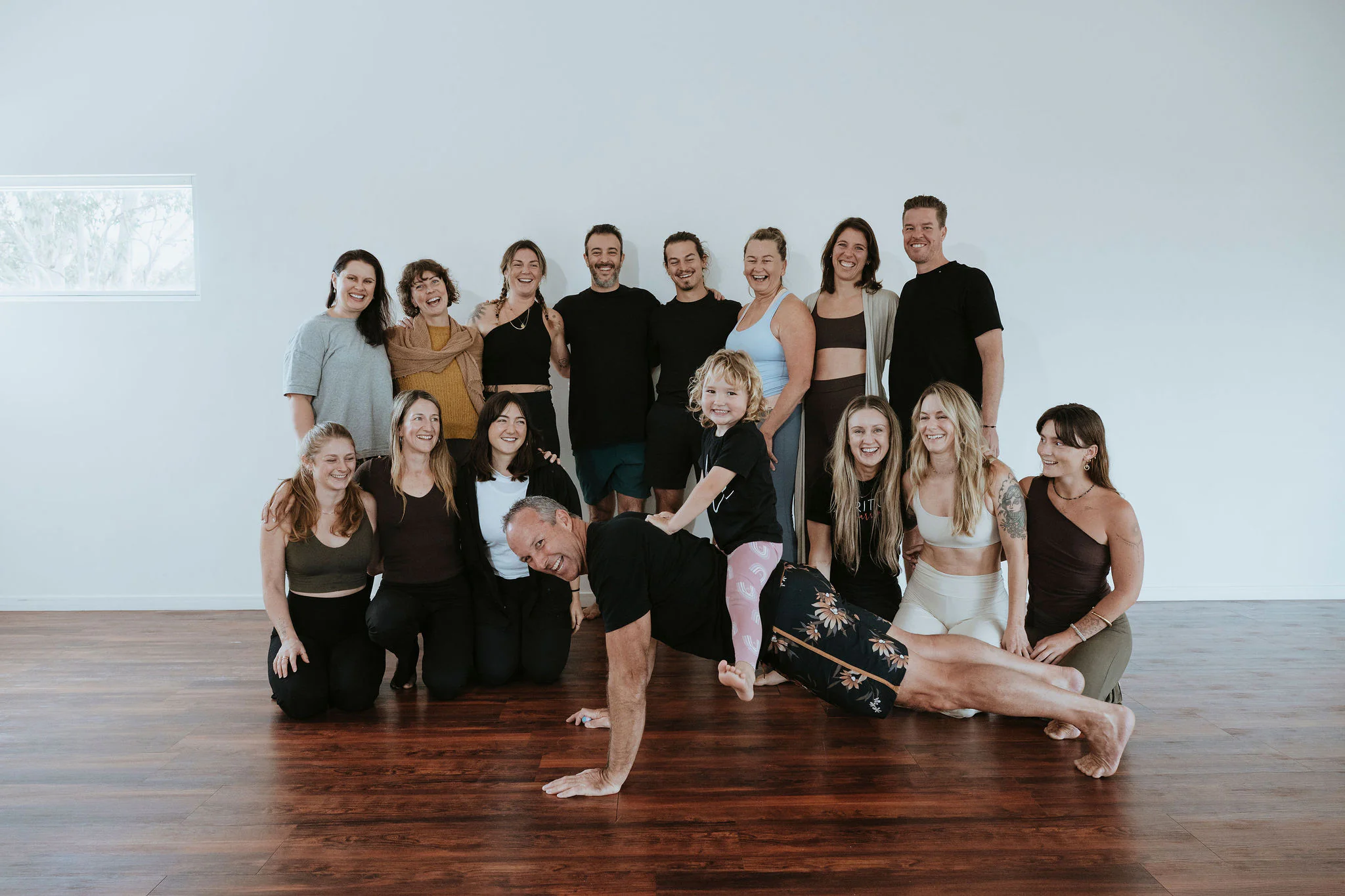 Yoga teacher training graduates together after graduation